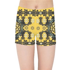 Ornate Circulate Is Festive In A Flower Wreath Decorative Kids Sports Shorts by pepitasart