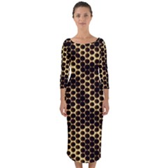 Honeycomb Beehive Nature Quarter Sleeve Midi Bodycon Dress by Nexatart