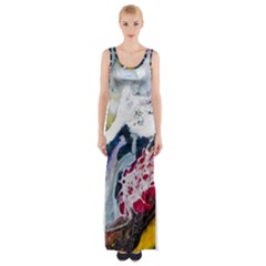 Abstract Art Detail Painting Maxi Thigh Split Dress by Nexatart