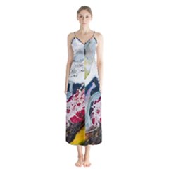 Abstract Art Detail Painting Button Up Chiffon Maxi Dress by Nexatart