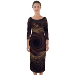 Beads Fractal Abstract Pattern Quarter Sleeve Midi Bodycon Dress by Nexatart