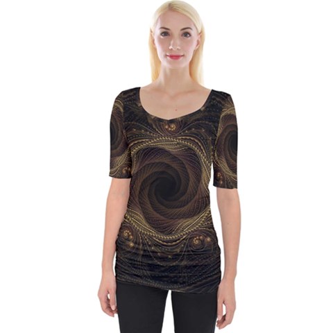 Beads Fractal Abstract Pattern Wide Neckline Tee by Nexatart