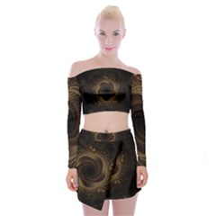 Beads Fractal Abstract Pattern Off Shoulder Top With Mini Skirt Set by Nexatart