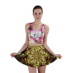 Fractal Flower Petals Gold Mini Skirt by Nexatart