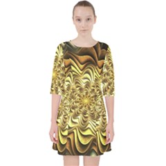 Fractal Flower Petals Gold Pocket Dress