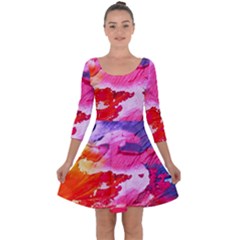 Abstract Art Background Paint Quarter Sleeve Skater Dress by Nexatart