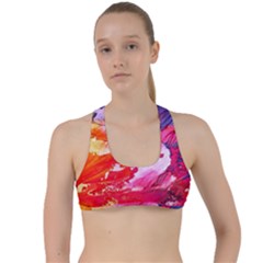 Abstract Art Background Paint Criss Cross Racerback Sports Bra