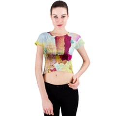 Art Detail Abstract Painting Wax Crew Neck Crop Top