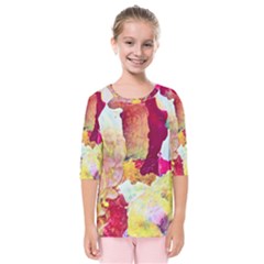 Art Detail Abstract Painting Wax Kids  Quarter Sleeve Raglan Tee