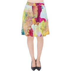 Art Detail Abstract Painting Wax Velvet High Waist Skirt