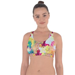 Art Detail Abstract Painting Wax Cross String Back Sports Bra