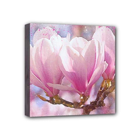 Flowers Magnolia Art Abstract Mini Canvas 4  X 4 