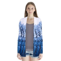 Nature Inspiration Trees Blue Drape Collar Cardigan