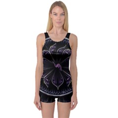 Fractal Abstract Purple Majesty One Piece Boyleg Swimsuit