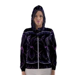 Fractal Abstract Purple Majesty Hooded Wind Breaker (women)