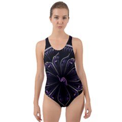 Fractal Abstract Purple Majesty Cut-out Back One Piece Swimsuit by Nexatart