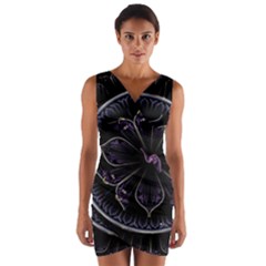 Fractal Abstract Purple Majesty Wrap Front Bodycon Dress by Nexatart