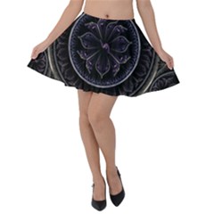 Fractal Abstract Purple Majesty Velvet Skater Skirt