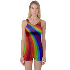 Abstract Pattern Lines Wave One Piece Boyleg Swimsuit