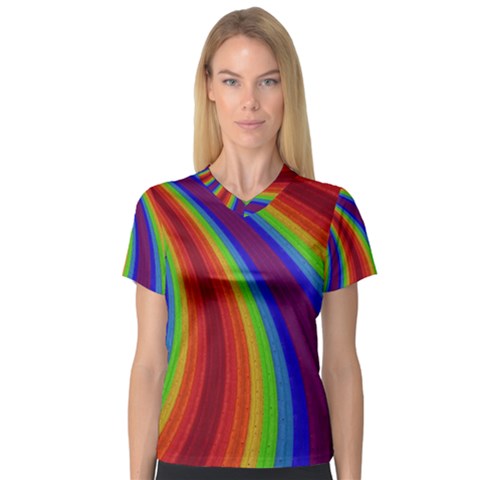 Abstract Pattern Lines Wave V-neck Sport Mesh Tee by Nexatart