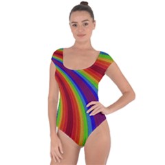 Abstract Pattern Lines Wave Short Sleeve Leotard 