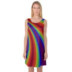 Abstract Pattern Lines Wave Sleeveless Satin Nightdress