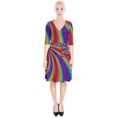 Abstract Pattern Lines Wave Wrap Up Cocktail Dress