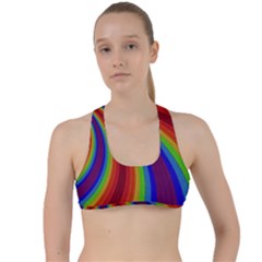 Abstract Pattern Lines Wave Criss Cross Racerback Sports Bra