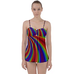 Abstract Pattern Lines Wave Babydoll Tankini Set