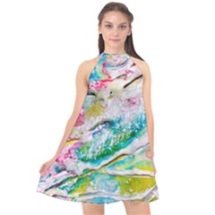 Art Abstract Abstract Art Halter Neckline Chiffon Dress 