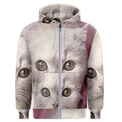 Cat Pet Cute Art Abstract Vintage Men s Zipper Hoodie by Nexatart