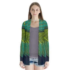 Green Plant Leaf Foliage Nature Drape Collar Cardigan by Nexatart