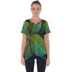 Green Plant Leaf Foliage Nature Cut Out Side Drop Tee by Nexatart