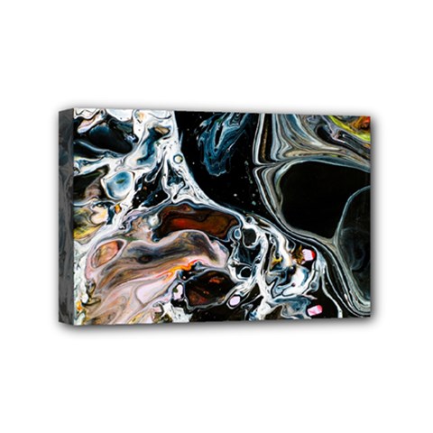 Abstract Flow River Black Mini Canvas 6  x 4 