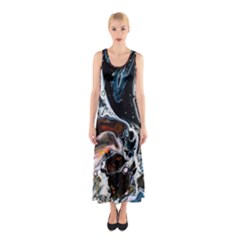 Abstract Flow River Black Sleeveless Maxi Dress by Nexatart