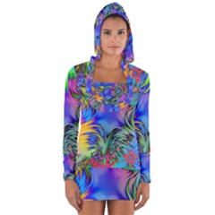 Star Abstract Colorful Fireworks Long Sleeve Hooded T-shirt