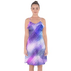 Background Art Abstract Watercolor Ruffle Detail Chiffon Dress