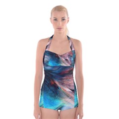 Background Art Abstract Watercolor Boyleg Halter Swimsuit  by Nexatart