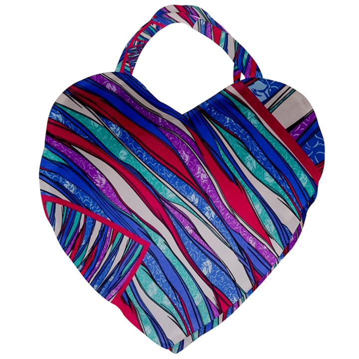 Texture Pattern Fabric Natural Giant Heart Shaped Tote