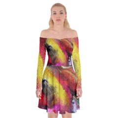 Background Art Abstract Watercolor Off Shoulder Skater Dress by Nexatart
