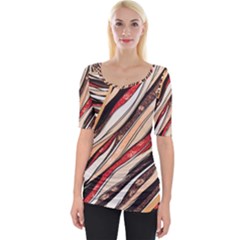 Fabric Texture Color Pattern Wide Neckline Tee