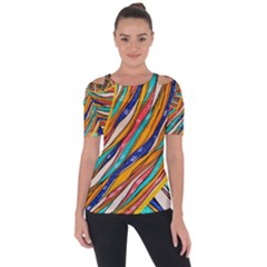 Fabric Texture Color Pattern Short Sleeve Top by Nexatart