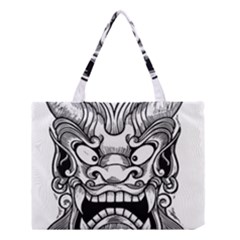 Japanese Onigawara Mask Devil Ghost Face Medium Tote Bag by Alisyart