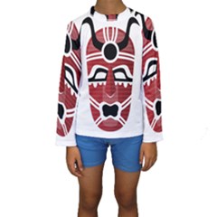 Africa Mask Face Hunter Jungle Devil Kids  Long Sleeve Swimwear by Alisyart