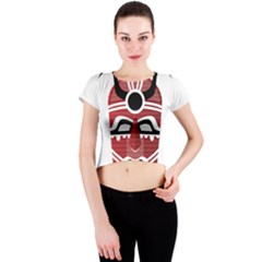 Africa Mask Face Hunter Jungle Devil Crew Neck Crop Top by Alisyart