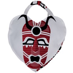 Africa Mask Face Hunter Jungle Devil Giant Heart Shaped Tote by Alisyart