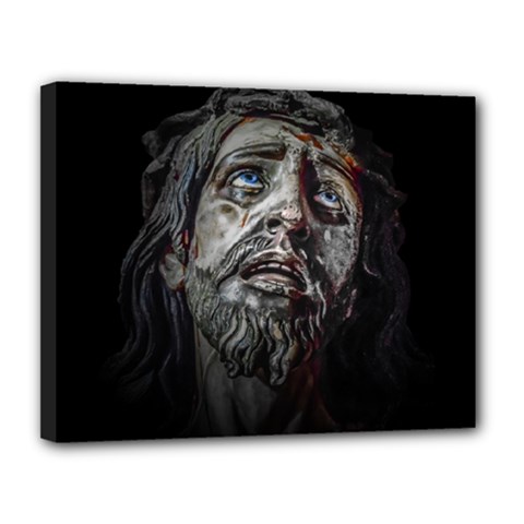 Jesuschrist Face Dark Poster Canvas 14  X 11  by dflcprints