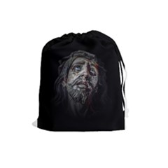 Jesuschrist Face Dark Poster Drawstring Pouches (large) 