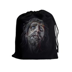 Jesuschrist Face Dark Poster Drawstring Pouches (extra Large) by dflcprints