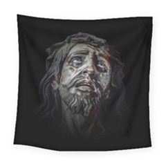 Jesuschrist Face Dark Poster Square Tapestry (large) by dflcprints